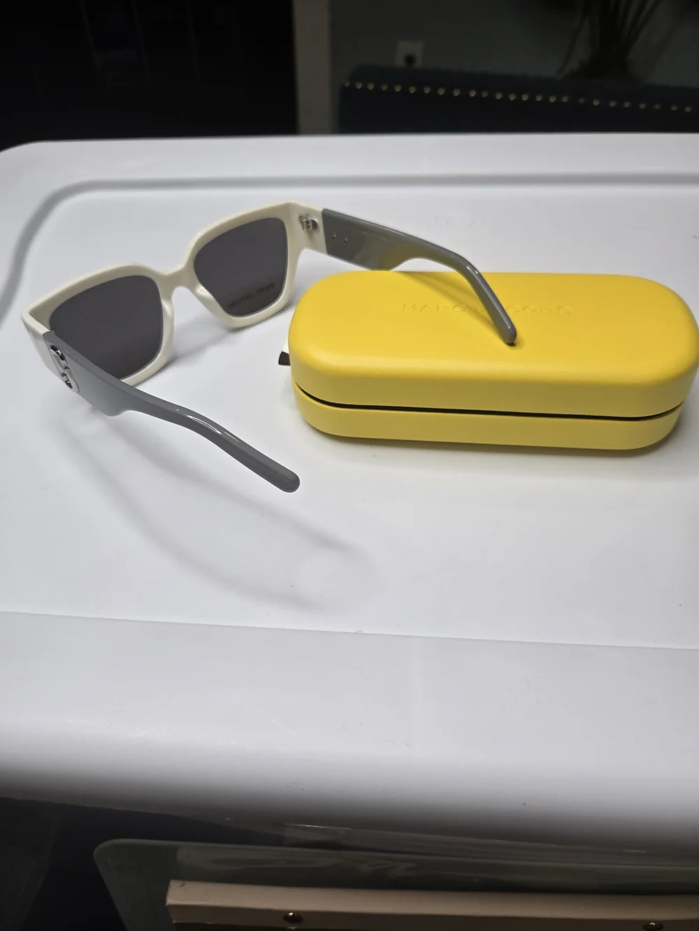 Marc Jacobs Cream Frame Sunglasses with Black Lenses
